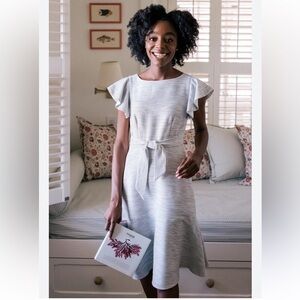 Gal Meets Glam Blue Gray A-Line Midi Dress